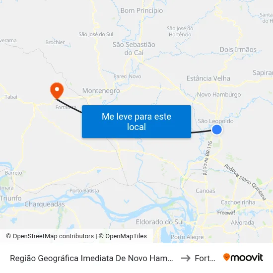 Região Geográfica Imediata De Novo Hamburgo - São Leopoldo to Fortaleza map