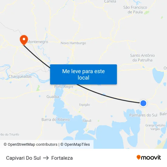 Capivari Do Sul to Fortaleza map