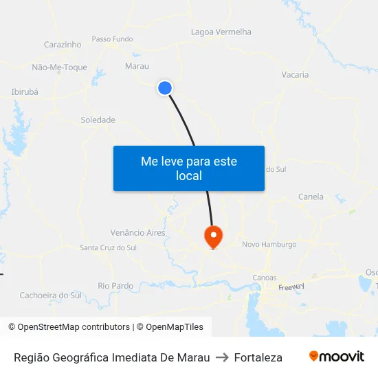 Região Geográfica Imediata De Marau to Fortaleza map