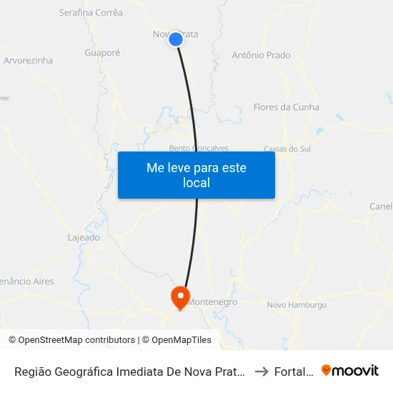 Região Geográfica Imediata De Nova Prata - Guaporé to Fortaleza map