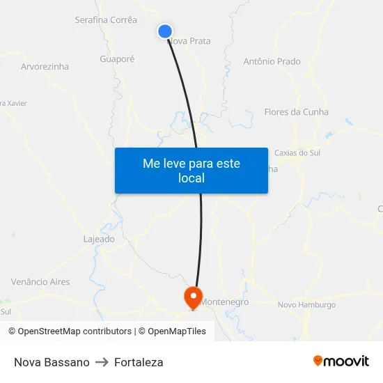 Nova Bassano to Fortaleza map