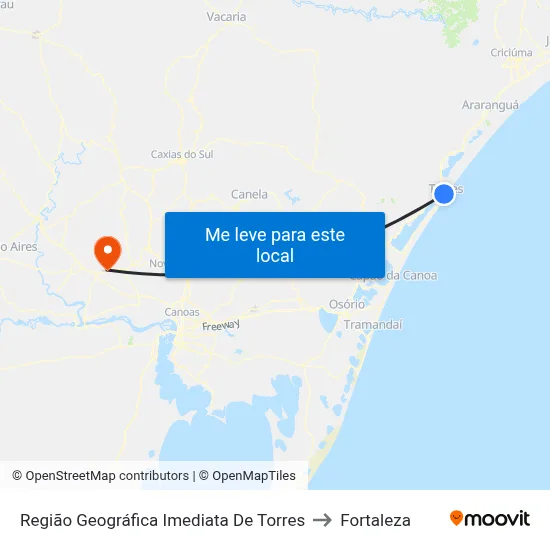 Região Geográfica Imediata De Torres to Fortaleza map