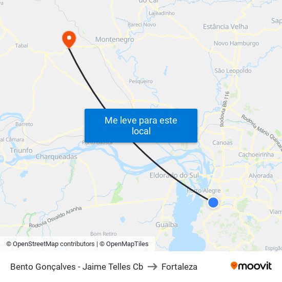 Bento Gonçalves - Jaime Telles Cb to Fortaleza map