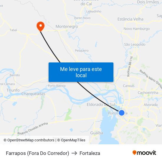 Farrapos (Fora Do Corredor) to Fortaleza map