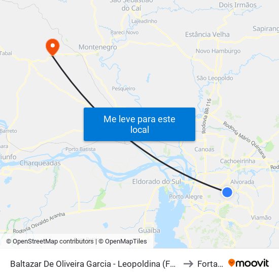 Baltazar De Oliveira Garcia - Leopoldina (Fora Do Corredor) to Fortaleza map