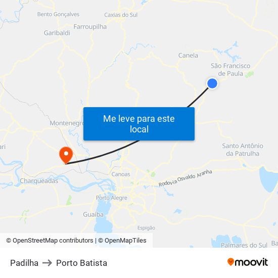 Padilha to Porto Batista map