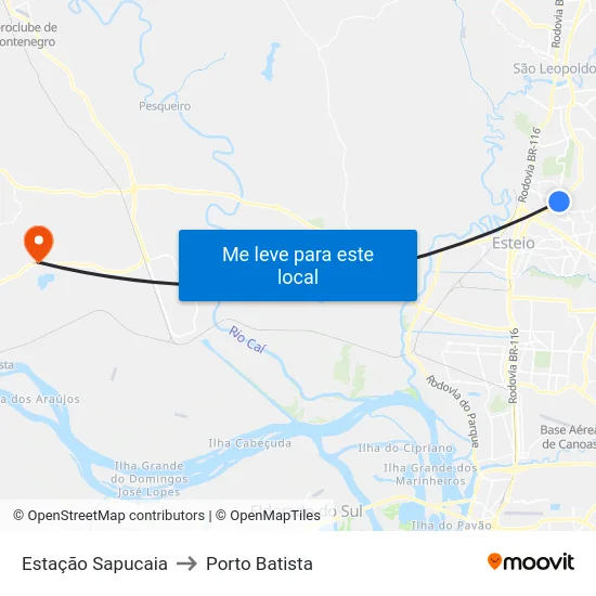 Estação Sapucaia to Porto Batista map