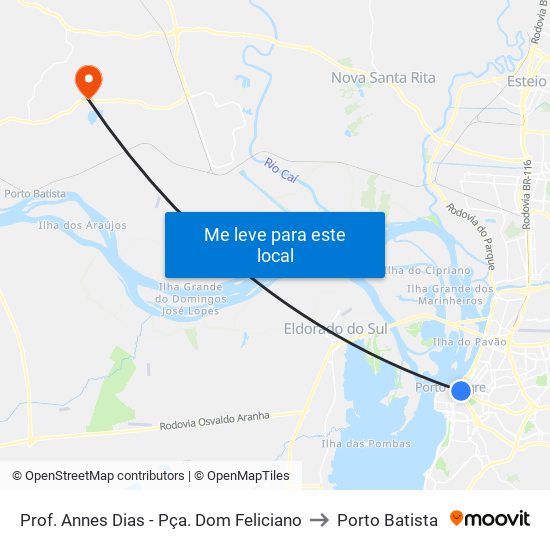 Prof. Annes Dias - Pça. Dom Feliciano to Porto Batista map