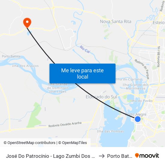 José Do Patrocínio - Lago Zumbi Dos Palmares to Porto Batista map