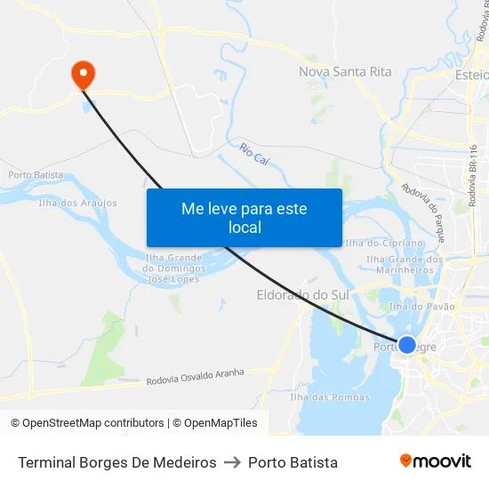 Terminal Borges De Medeiros to Porto Batista map