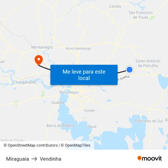 Miraguaia to Vendinha map