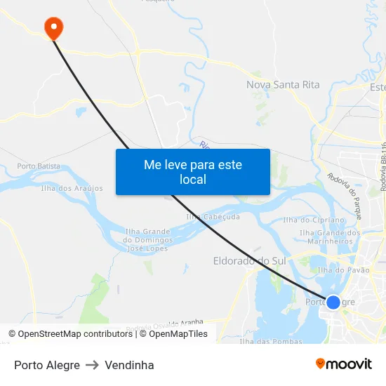 Porto Alegre to Vendinha map