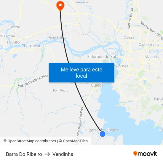 Barra Do Ribeiro to Vendinha map