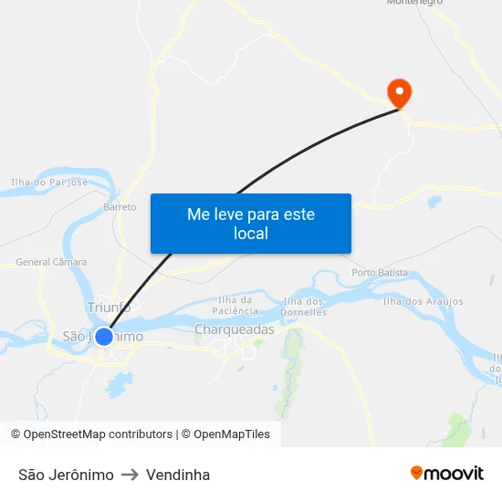 São Jerônimo to Vendinha map