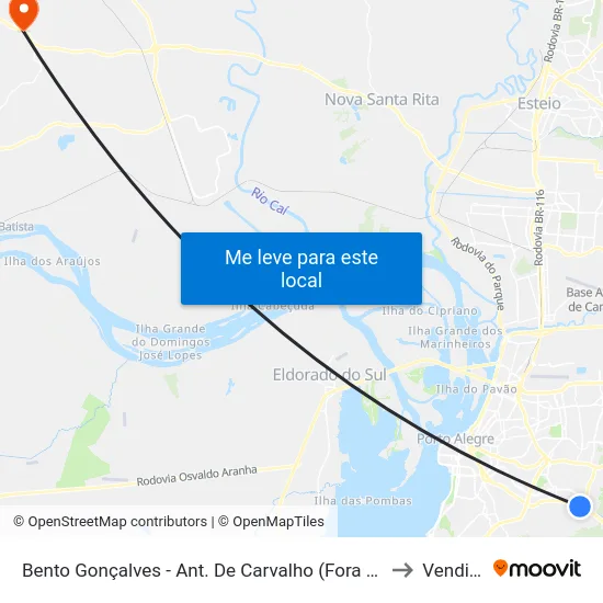 Bento Gonçalves - Ant. De Carvalho (Fora Do Corredor) to Vendinha map
