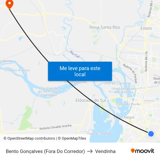 Bento Gonçalves (Fora Do Corredor) to Vendinha map