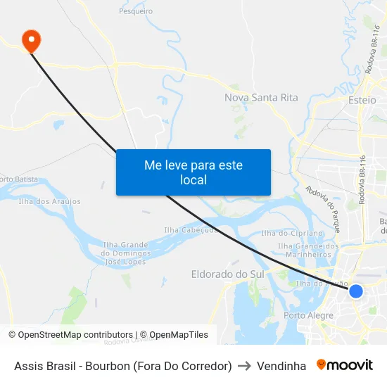 Assis Brasil - Bourbon (Fora Do Corredor) to Vendinha map