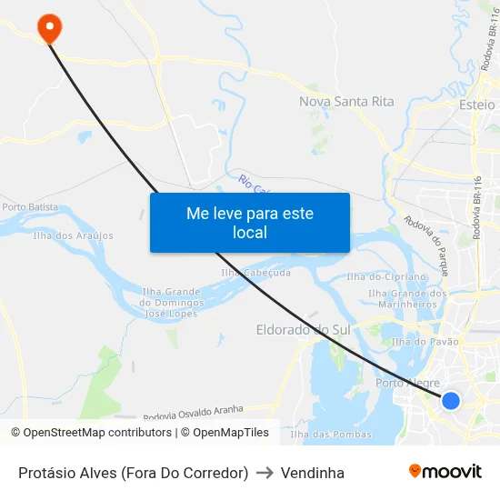 Protásio Alves (Fora Do Corredor) to Vendinha map