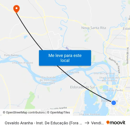 Osvaldo Aranha - Inst. De Educação (Fora Do Corredor) to Vendinha map