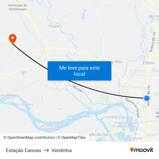 Estação Canoas to Vendinha map
