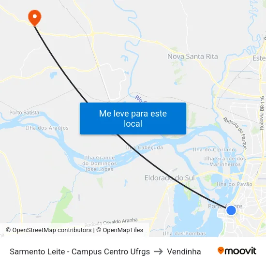Sarmento Leite - Campus Centro Ufrgs to Vendinha map