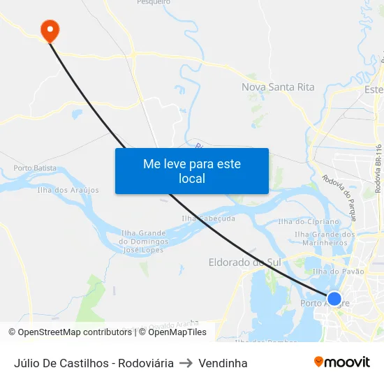 Júlio De Castilhos - Rodoviária to Vendinha map