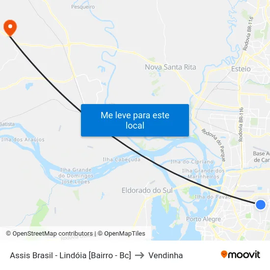 Assis Brasil - Lindóia [Bairro - Bc] to Vendinha map