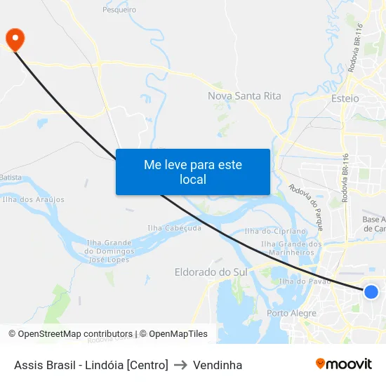 Assis Brasil - Lindóia [Centro] to Vendinha map