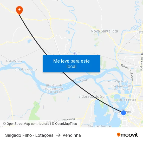 Salgado Filho - Lotações to Vendinha map