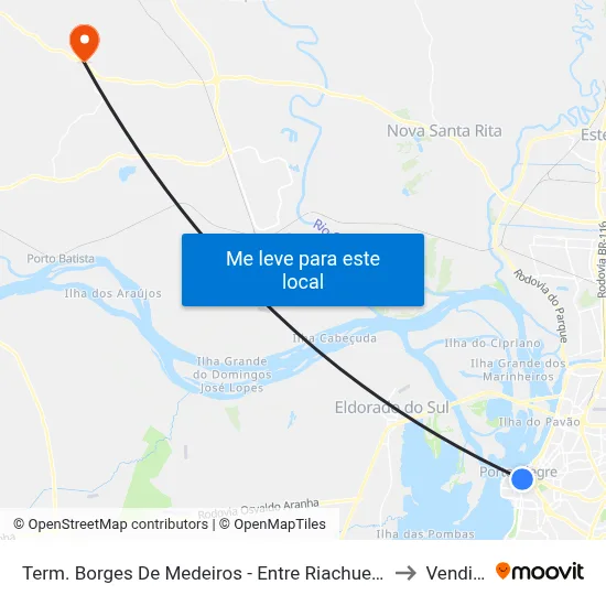 Term. Borges De Medeiros - Entre Riachuelo E Jerônimo to Vendinha map