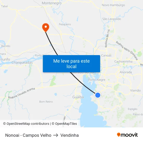 Nonoai - Campos Velho to Vendinha map