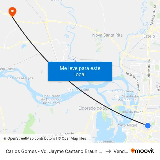 Carlos Gomes - Vd. Jayme Caetano Braun Ns (Piso Superior) to Vendinha map