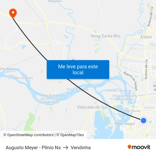 Augusto Meyer - Plínio Ns to Vendinha map