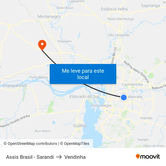 Assis Brasil - Sarandi to Vendinha map
