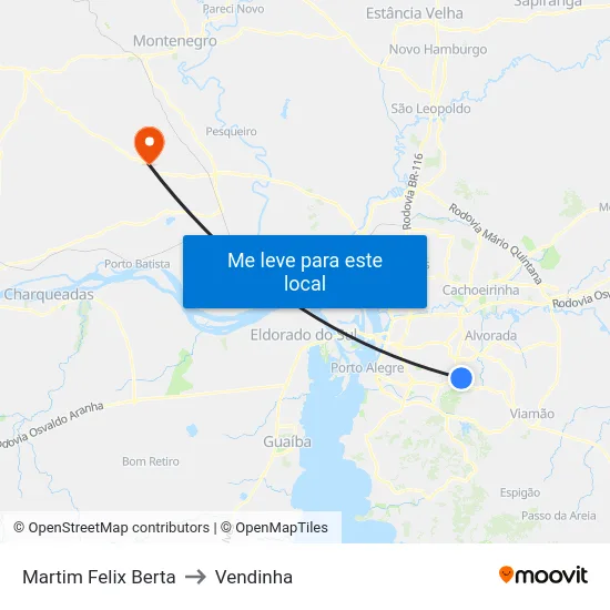 Martim Felix Berta to Vendinha map