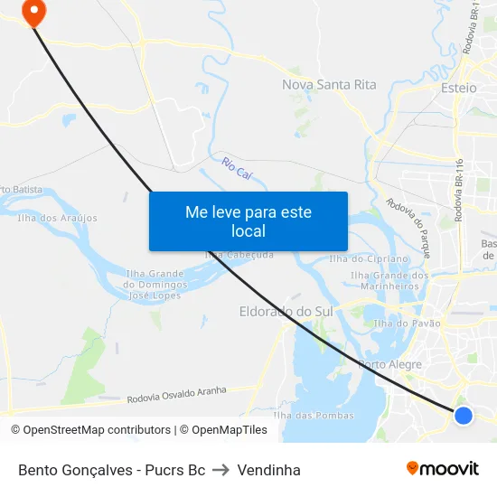 Bento Gonçalves - Pucrs Bc to Vendinha map