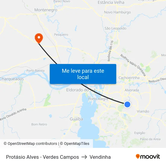 Protásio Alves - Verdes Campos to Vendinha map