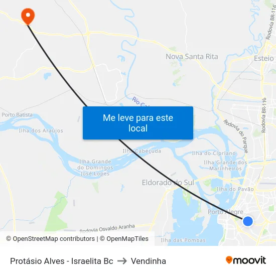 Protásio Alves - Israelita Bc to Vendinha map