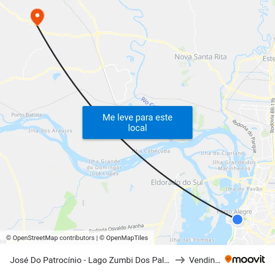 José Do Patrocínio - Lago Zumbi Dos Palmares to Vendinha map