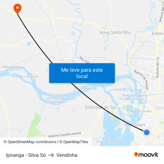 Ipiranga - Silva Só to Vendinha map