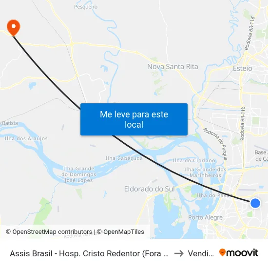 Assis Brasil - Hosp. Cristo Redentor (Fora Do Corredor) to Vendinha map