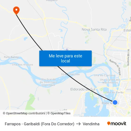 Farrapos - Garibaldi (Fora Do Corredor) to Vendinha map