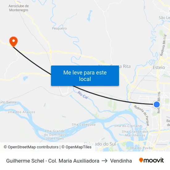 Guilherme Schel - Col. Maria Auxiliadora to Vendinha map