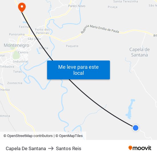 Capela De Santana to Santos Reis map
