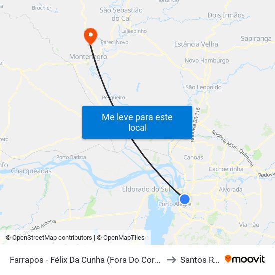 Farrapos - Félix Da Cunha (Fora Do Corredor) to Santos Reis map