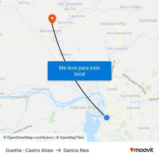 Goethe - Castro Alves to Santos Reis map