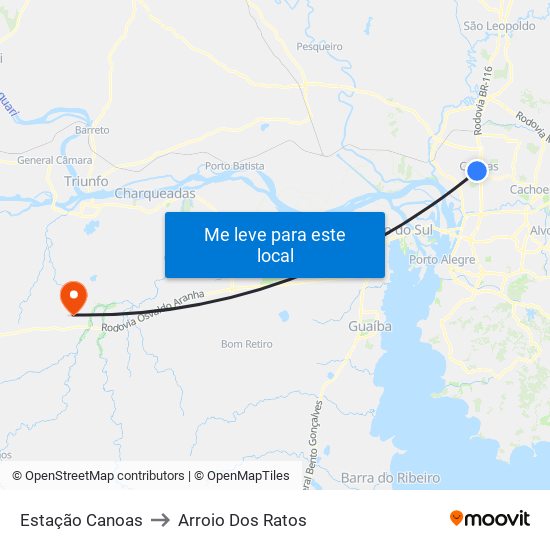 Estação Canoas to Arroio Dos Ratos map