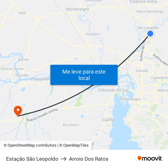 Estação São Leopoldo to Arroio Dos Ratos map
