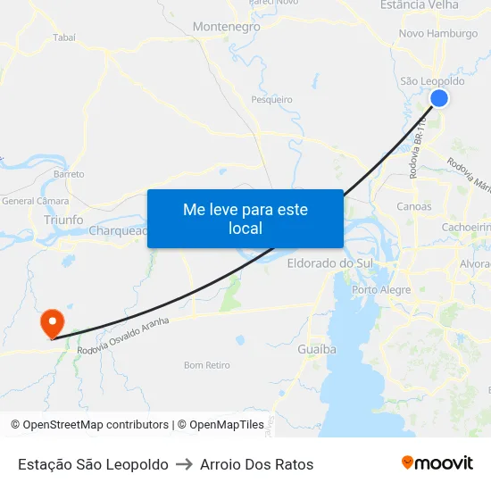 Estação São Leopoldo to Arroio Dos Ratos map