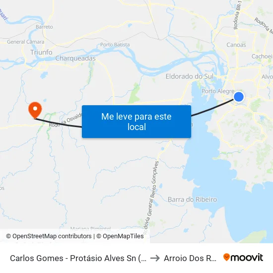 Carlos Gomes - Protásio Alves Sn (Piso 1) to Arroio Dos Ratos map